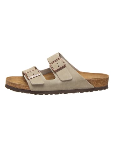Birkenstock Leder-Pantoletten "Arizona" in Taupe - Weite N