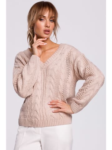 made of emotion Sweter w kolorze beżowym