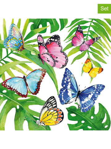 ppd 2-delige set: servetten "Tropical Butterflies" meerkleurig - 2x 20 stuks