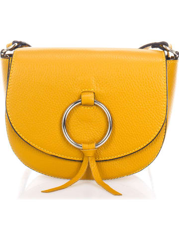 Anna Morellini Leren schoudertas geel - (B)19 x (H)14 x (D)8 cm