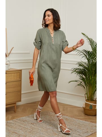 Le Monde du Lin Leinen-Kleid in Oliv