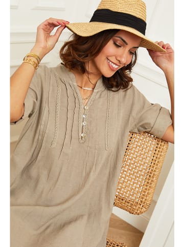 Le Monde du Lin Leinen-Kleid in Taupe