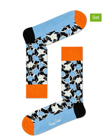 Happy Socks Skarpety (2 pary) "Andy Warhol Flower" w kolorze błękitnym ze wzorem