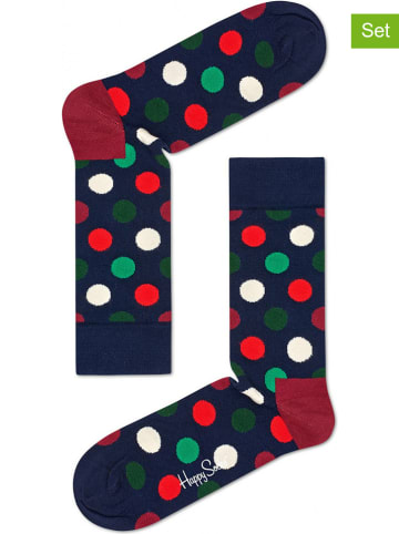 Happy Socks 2-delige set: sokken "Big Dots" donkerblauw/meerkleurig