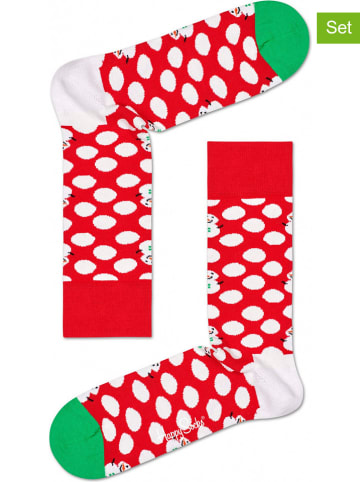 Happy Socks 2-delige set: sokken "Big Dots Snowman" rood/meerkleurig