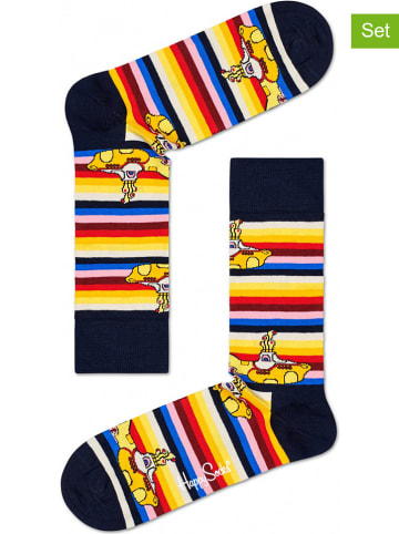 Happy Socks 2-delige set: sokken "Beatles All On Board" donkerblauw/meerkleurig