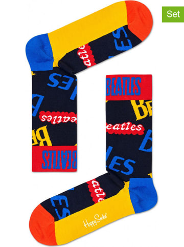 Happy Socks Skarpety (2 pary) "Beatles In The Name Of" w kolorze czarnym ze wzorem