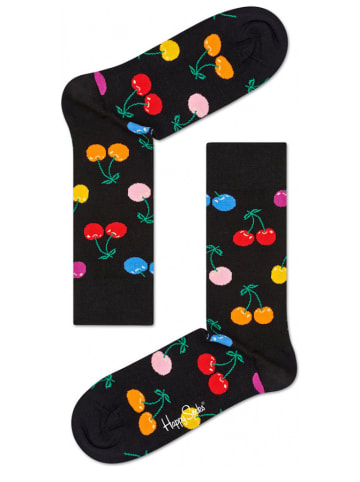 Happy Socks Skarpety "Cherry" w kolorze czarnym ze wzorem