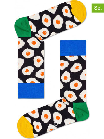 Happy Socks 2er-Set: Socken "Sunny Side Up" in Schwarz/ Bunt