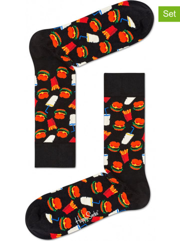 Happy Socks 2-delige set: sokken "Hamburger" zwart/meerkleurig