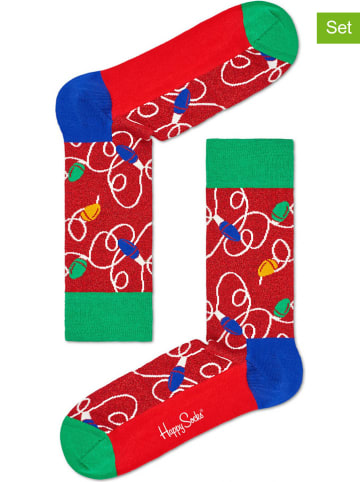 Happy Socks 2er-Set: Socken "Holiday Lights" in Rot/ Bunt