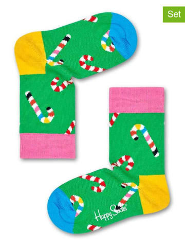 Happy Socks 2-delige set: sokken groen/meerkleurig