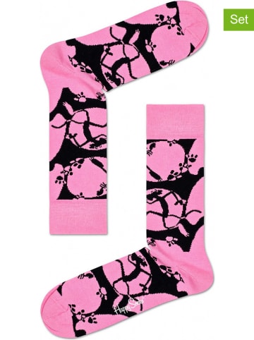 Happy Socks 2-delige set: sokken "Pink Panther Pink-A-Boo" lichtroze/zwart
