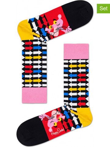 Happy Socks 2er-Set: Socken "Pink Panther Jet Pink" in Schwarz/ Bunt