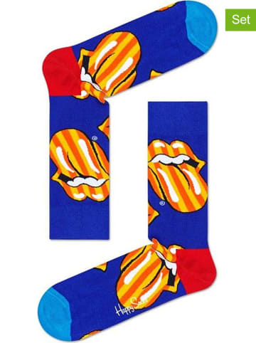 Happy Socks 2-delige set: sokken "Rolling Stones" blauw