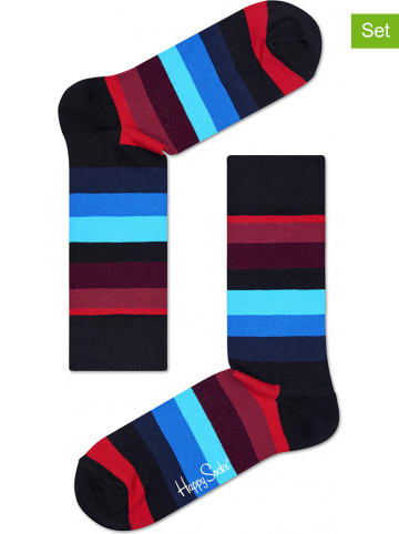 Happy Socks 2-delige set: sokken "Stripes" zwart/meerkleurig