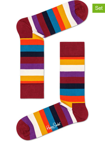 Happy Socks 2-delige set: sokken "Stripes" rood/meerkleurig