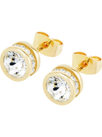 METROPOLITAN Pozłacane kolczyki-wkrętki z kryształami Swarovski