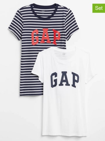 GAP 2-delige set: shirts donkerblauw/wit