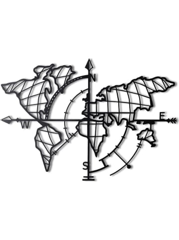 ABERTO DESIGN Led-wanddecoratie "World Map Compass" - (B)95 x (H)65 cm