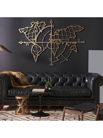 ABERTO DESIGN Dekoracja ścienna "World Map Compass" w kolorze złotym - 95 x 65 cm