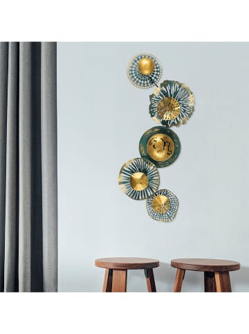 ABERTO DESIGN Dekoracja ścienna "Sensuale" w kolorze złoto-zielonym - 100 x 50 cm