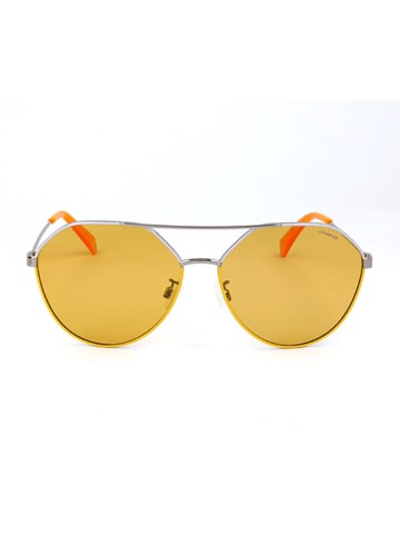 Polaroid Męskie okulary przeciwsłoneczne w kolorze srebrno-żółtym