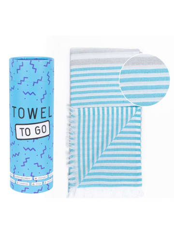 Towel to Go Strandtuch "Towel To Go" in Türkis/ Grau - (L)180 x (B)100 cm