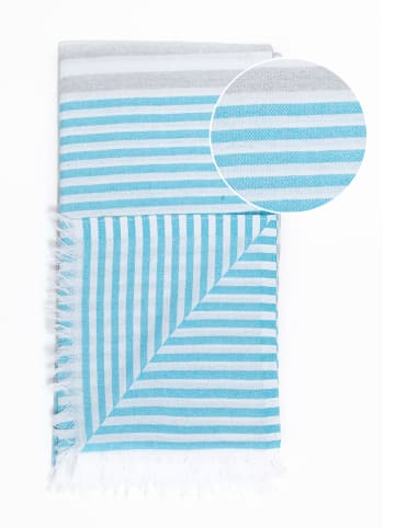 Towel to Go Strandtuch "Towel To Go" in Türkis/ Grau - (L)180 x (B)100 cm