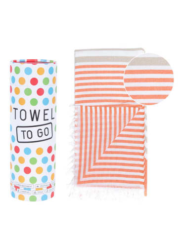 Towel to Go Strandtuch in Orange/ Beige - (L)180 x (B)100 cm