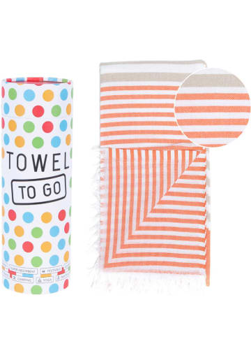 Towel to Go Strandtuch "Towel To Go" in Orange/ Beige - (L)180 x (B)100 cm