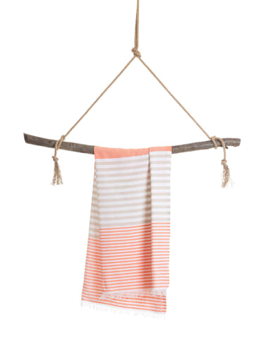 Towel to Go Strandtuch "Towel To Go" in Orange/ Beige - (L)180 x (B)100 cm