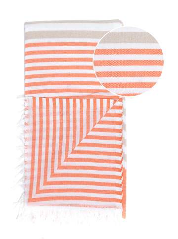 Towel to Go Strandtuch "Towel To Go" in Orange/ Beige - (L)180 x (B)100 cm