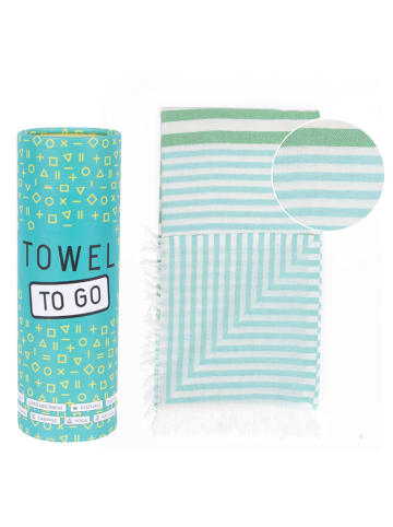 Towel to Go Strandtuch "Towel To Go" in Türkis/ Grün - (L)180 x (B)100 cm