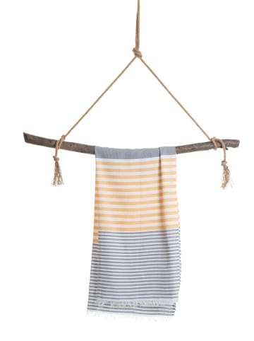 Towel to Go Strandtuch in Grau/ Gelb - (L)180 x (B)100 cm