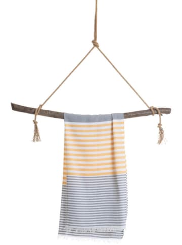 Towel to Go Strandtuch "Towel To Go" in Blau/ Gelb - (L)170 x (B)95 cm