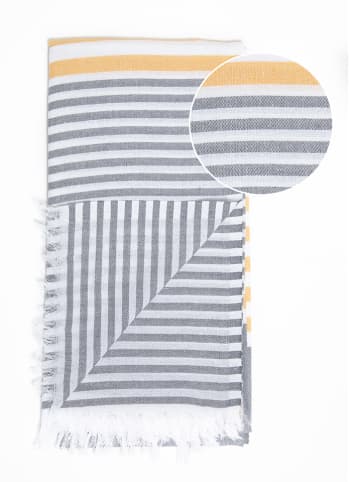Towel to Go Strandtuch in Grau/ Gelb - (L)180 x (B)100 cm