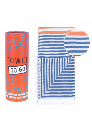 Towel to Go Strandtuch in Blau/ Orange - (L)180 x (B)100 cm