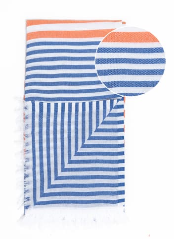 Towel to Go Strandtuch "Towel To Go" in Blau/ Orange - (L)180 x (B)100 cm
