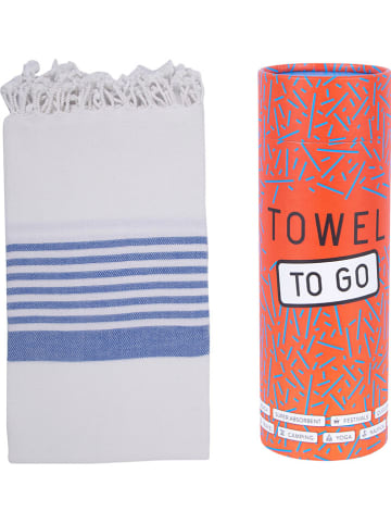 Towel to Go Strandtuch "Towel to Go - Madagaskar" in Weiß/ Blau - (L)180 x (B)100 cm