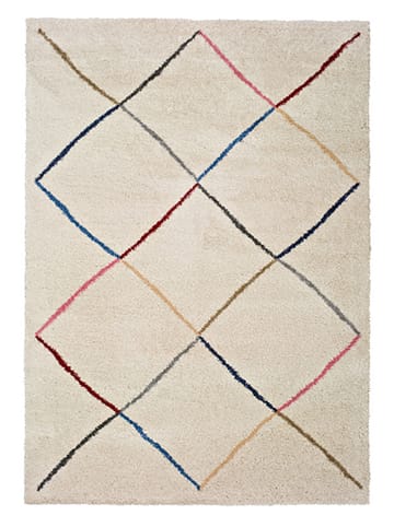 Atticgo Hoogpolig tapijt wit/meerkleurig