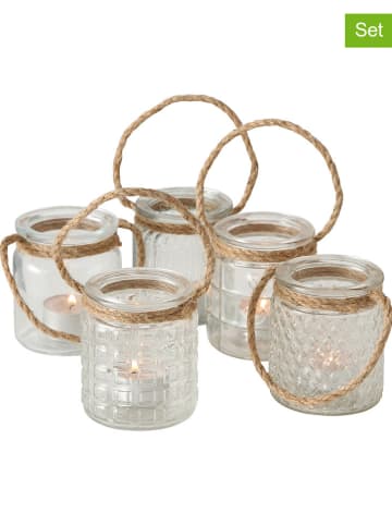 Boltze 5-delige set: windlichten "Trax" - (H)9 x Ø 7 cm (verrassingsproduct)