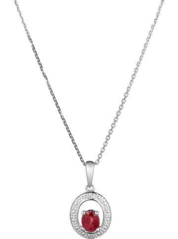DIAMOND & CO Witgouden hanger "Mascareignes" met diamanten en robijn