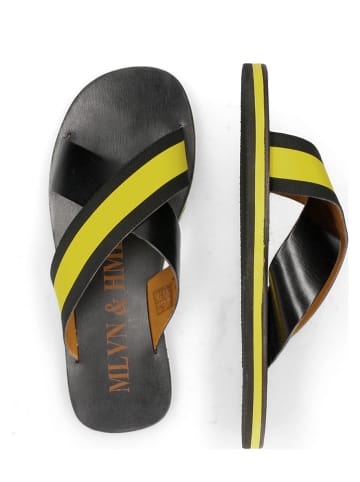 MELVIN & HAMILTON Leren slippers zwart/geel