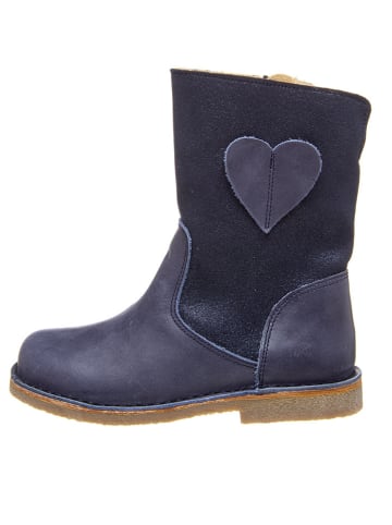 Leren winterlaarzen donkerblauw