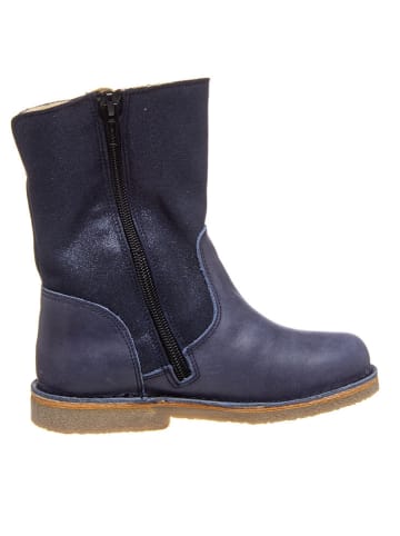 Leren winterlaarzen donkerblauw