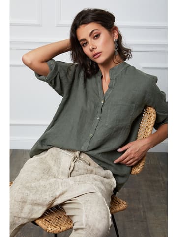Linnen blouse "Helly" kaki