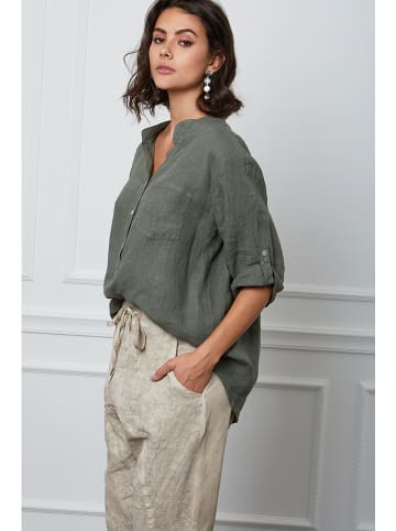 Linnen blouse "Helly" kaki