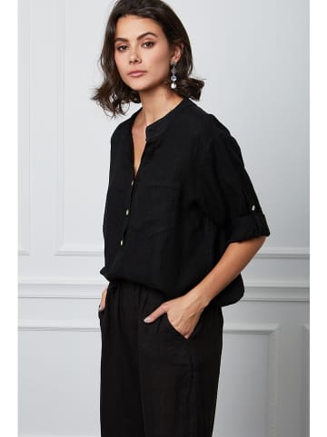 Linnen blouse "Helly" zwart