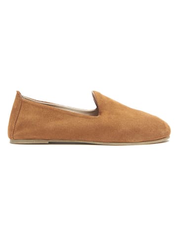Leder-Slipper in Hellbraun
